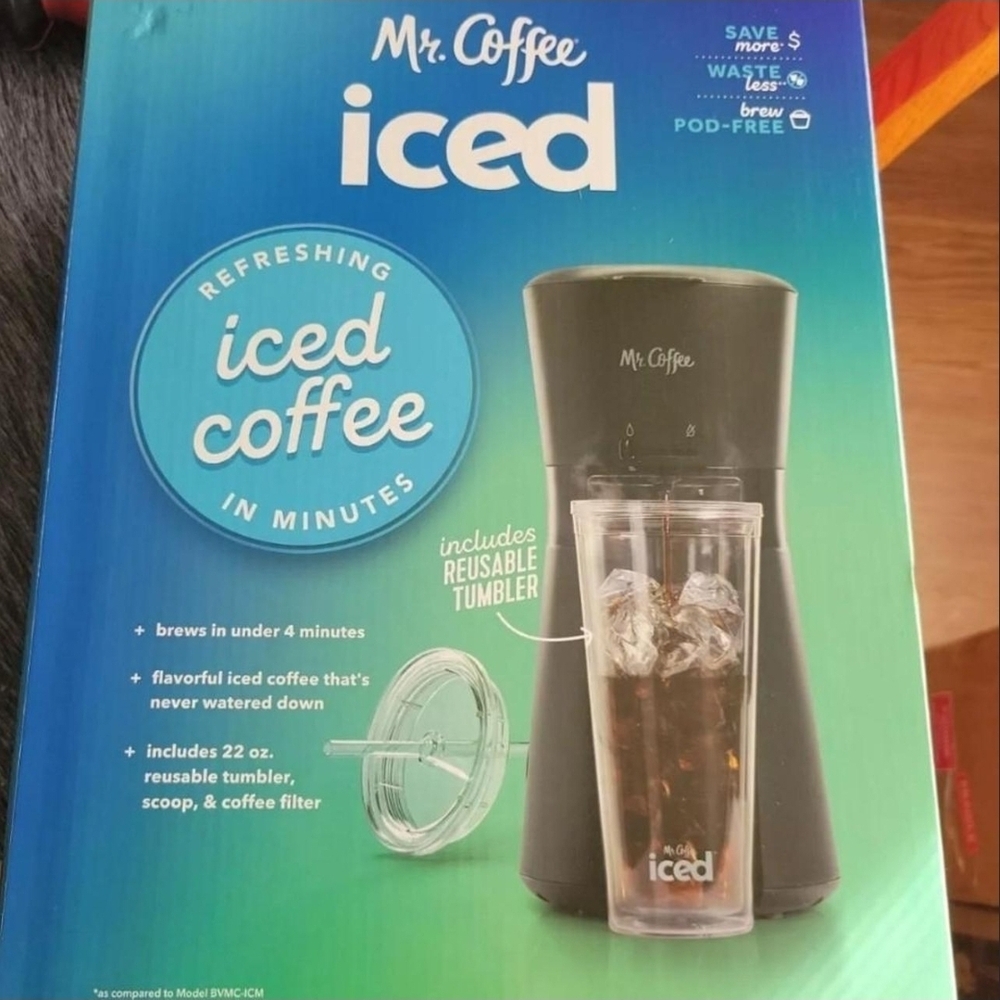 Mr. Coffee Black Iced Coffee Maker with Reusable Tumbler